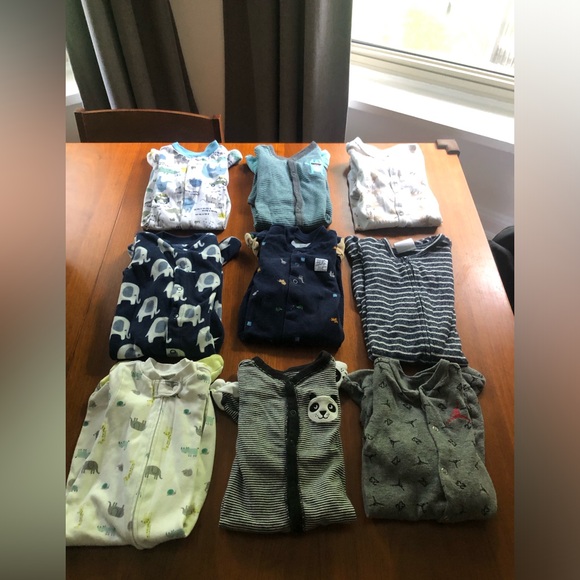 HUGE Bundle - Boys 6-9M - Onesies, Footed Pajamas, and Rompers - Picture 1 of 9